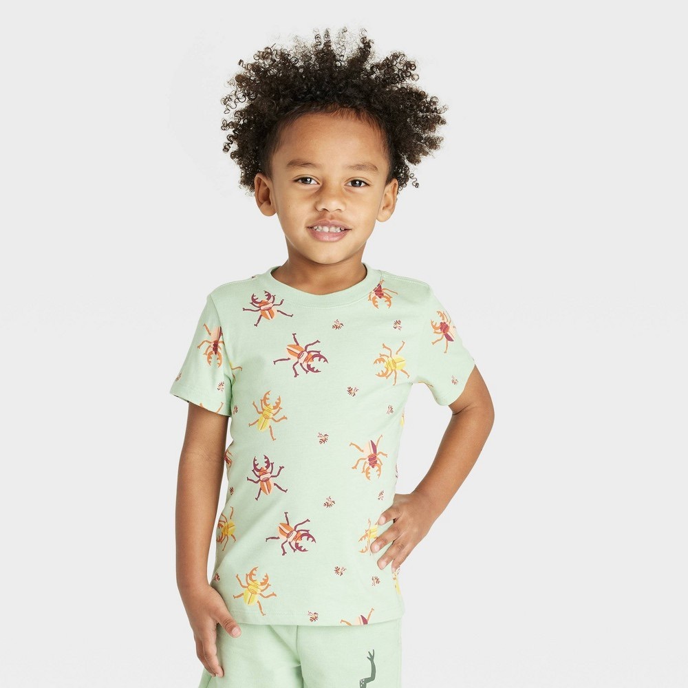 Toddler Boys' Short Sleeve spiders Jersey Knit T-Shirt - Sage Green 12M new